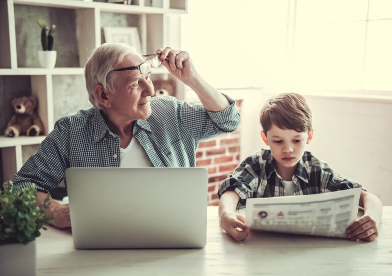 Grandpa,And,Grandson,Resting,At,Home