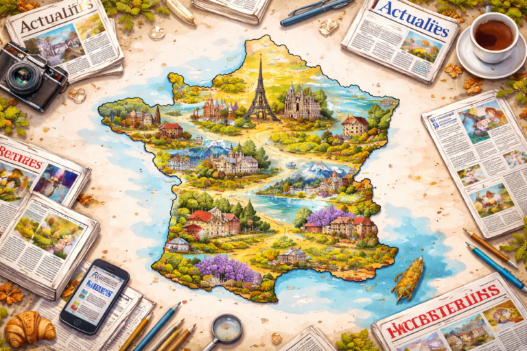 Carte de France et éléments journalistiques
